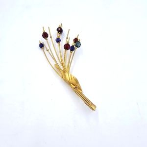 Vintage 1940s Spray Design Bouquet Beaded Brooch Pin